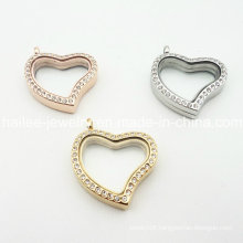 Stainless Steel Heart Floating Glass Jewellery Pendant